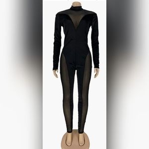 NWT Large Velvet and Sheer Mesh Catsuit